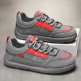 thumbnail image 4 of Men'S & Teens' Low-Top Sneakers - Grey/Red Accent - Durable PVC Outsole - Non-Slip Cushioned Sole, Lace-Up Closure, All-Season Skate Shoes for Skateboarding, Gym, Everyday & Breathable Synthetic Uppe, 4 of 9