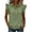 #280-Army Green, variant on Women's Business Casual Gingham Check Short Sleeve Shirt with Button Ruffle V-Neck for Everyday Wear