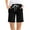 Black, variant on Women's Cotton Linen Shorts Summer Casual Elastic High Waisted Drawstring Wide Leg Bermuda Shorts Mid Length Shorts
