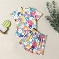 thumbnail image 2 of Easter Toddler Girl Outfit Easter Egg Printed Crewneck Short Sleeve Pullover Top Shorts Set Toddler Cute Clothes, 2 of 7
