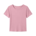 thumbnail image 7 of EnJoCho Girls Short Sleeve Top Ribbed Knit Crew Neck Basic Solid Tee Slim Fit Casual T-Shirt Summer Tops Shirts 5-14 Years, 7 of 7