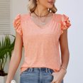 thumbnail image 6 of XuJwPNcy Womens Tops Dressy Casual Summer Ruffle Sleeve T-Shirts Trendy Loose V-Neck Tunic Tops, 6 of 7