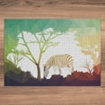 thumbnail image 3 of Ambesonne Africa Jigsaw Puzzle, Colorful Savannah Zebra, Heirloom-Quality Fun Activity for Family Durable Cardboard, 1000 pcs, Multicolor, 3 of 5