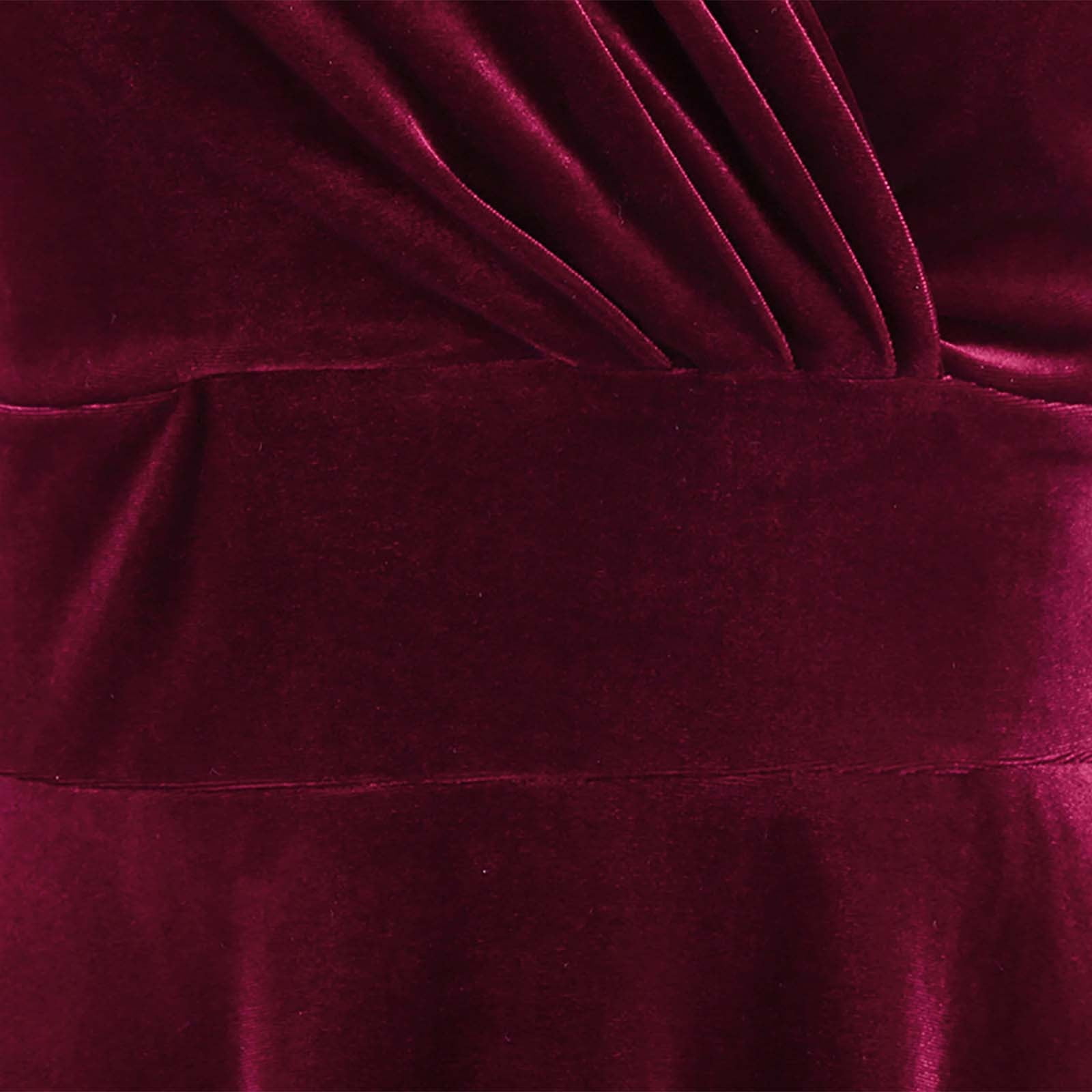 Vintage Velvet Dress for Women Party 2025 Sleeveless Pleated Wrap V Neck Ball Gown Tea Length Cocktail Dress (XX-Large, Red)