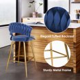 thumbnail image 4 of Farini Upholstered Counter Height Bar Stool Set of 2, Mid-Century Barstool with Backrest and Metal Frame, Blue, 4 of 7