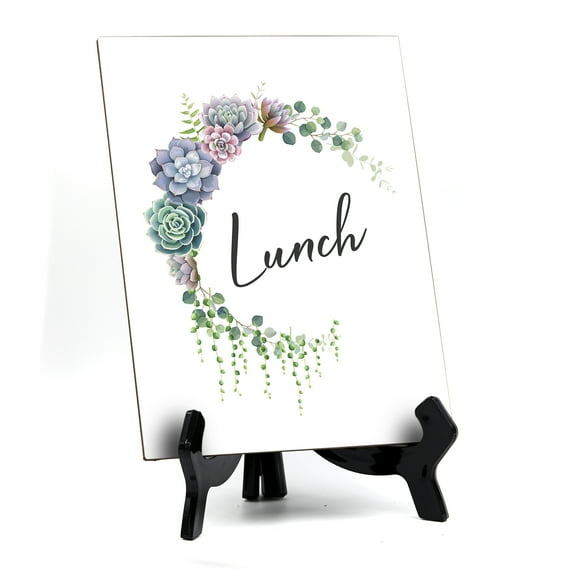 Signs ByLITA Lunch Table Sign with Easel, Floral Crescent Design (6" x 8")