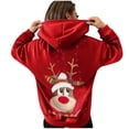thumbnail image 1 of Sudaderas con capucha de gran tamaño para mujer, sudaderas con estampado de alces de Navidad de manga larga con bolsillo, Tops con cordón Fridja FKASFK5212, 1 of 4