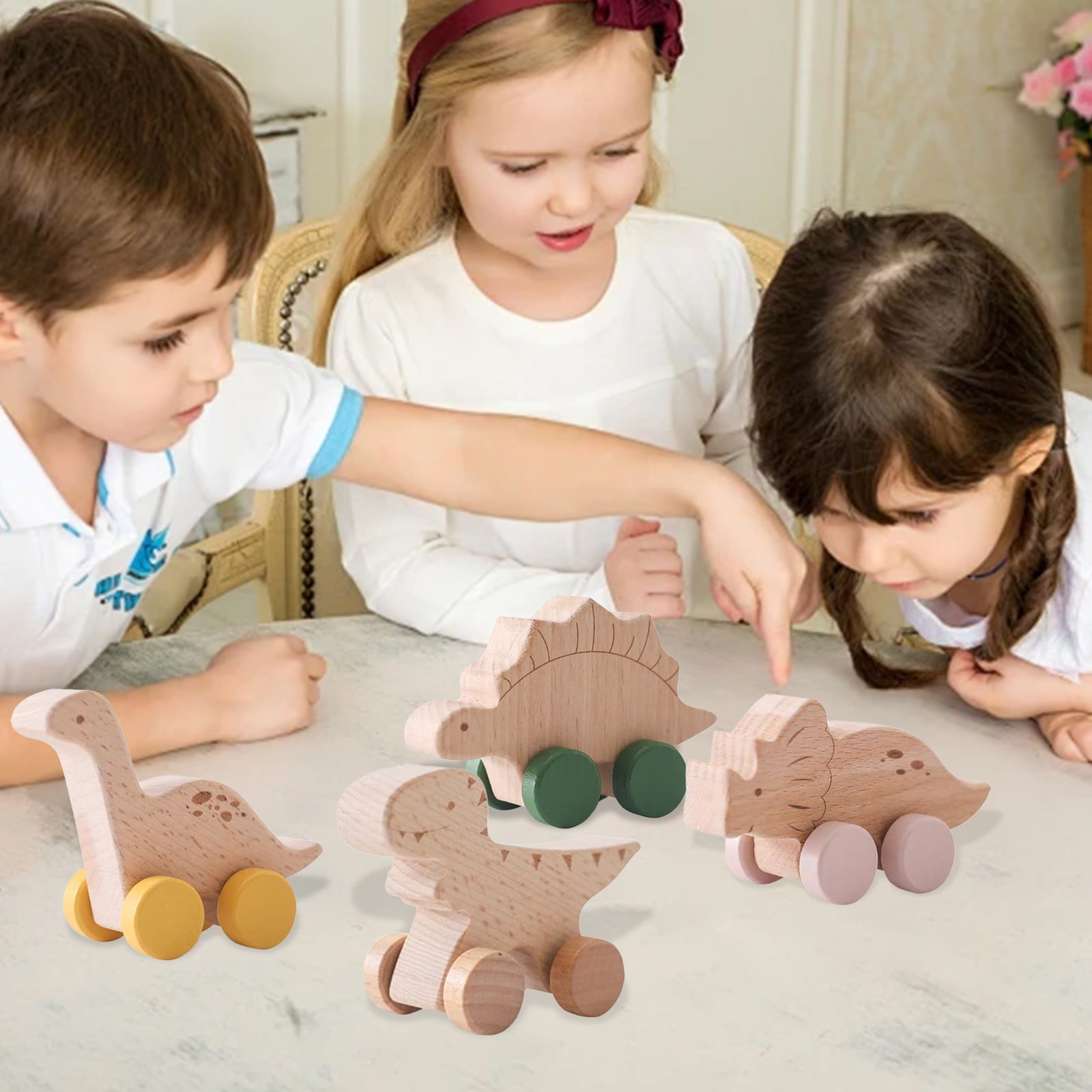 Baby Girl Gifts Wooden Animal Toy Cars (Elephant Rabbit