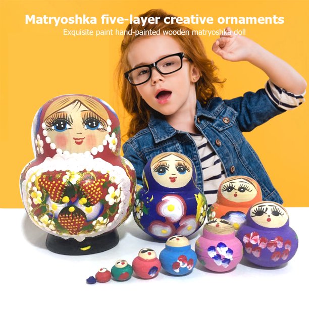 5 capas niñas patrón tilo ruso anidamiento Matryoshka muñecas juguetes (D) Ndcxsfigh Nuevos Originales