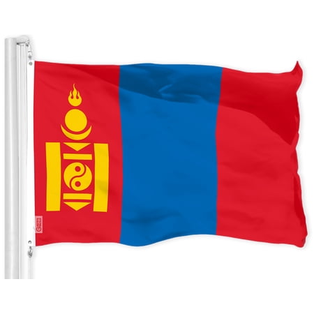 G128 Mongolia Mongolian Flag | 3x5 Ft | LiteWeave Pro Series Printed 150D Polyester | Country Flag, Indoor/Outdoor, Vibrant Colors, Brass Grommets, Thicker and More Durable Than 100D 75D Polyester