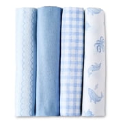 Parent's Choice Sealife Cotton Flannel Receiving Blankets, 30" x 30", 4 Pack