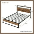 thumbnail image 3 of Gymax Full Size Industrial Platform Bed Frame with Charging Station Storage Headboard, 3 of 9