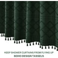 Extra Long Dark Green Boho Shower Curtain Woven Fabric Cute Shower