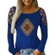 thumbnail image 1 of Tops con hombros descubiertos para mujer, blusa estampada retro con cuello redondo, camisa tipo túnica de manga larga, camisetas informales sueltas Fridja  hkj1782, 1 of 7