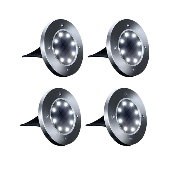 luces solares LED para exteriores, 4 luces de suelo para jardín, focos solares empotrables impermeables IP67 para caminos, patios, terrazas e iluminación subterránea.