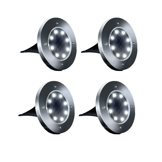 luces solares LED para exteriores, 4 luces de suelo para jardín, focos solares empotrables impermeables IP67 para caminos, patios, terrazas e iluminación subterránea.