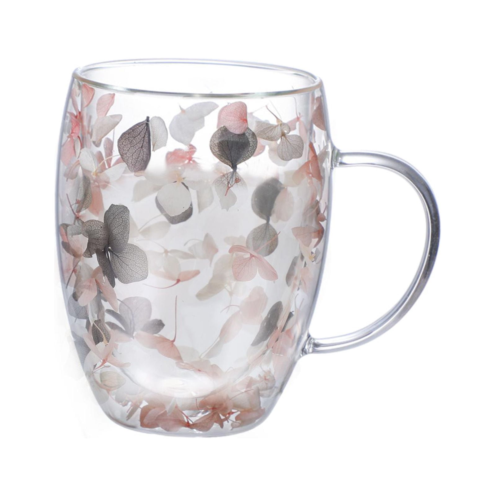 Double Walled Glass Cup Cappuccino Cups with Handle Heat Resistant Insulated Clear Glass Mug Tea Mug Espresso Cups for Tea Beverage Style B