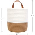 thumbnail image 3 of Hanging Basket - Wall Hanging Baskets for Organizing - Hanging Storage Woven Wall Basket - Small Wicker Wall Baskets for Wall Decor - Hanging Planter Baskets 6.3" x 7" (White and Brown), 3 of 12