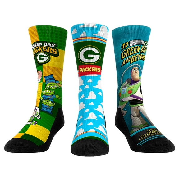 Unisex Rock Em Socks Green Bay Packers Toy Story 3-Pack Crew Socks