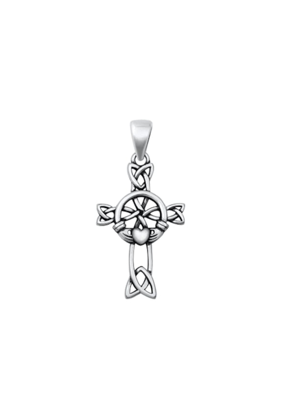 Claddagh Cross, 925 Sterling Silver with Chain Necklace With Gift Box