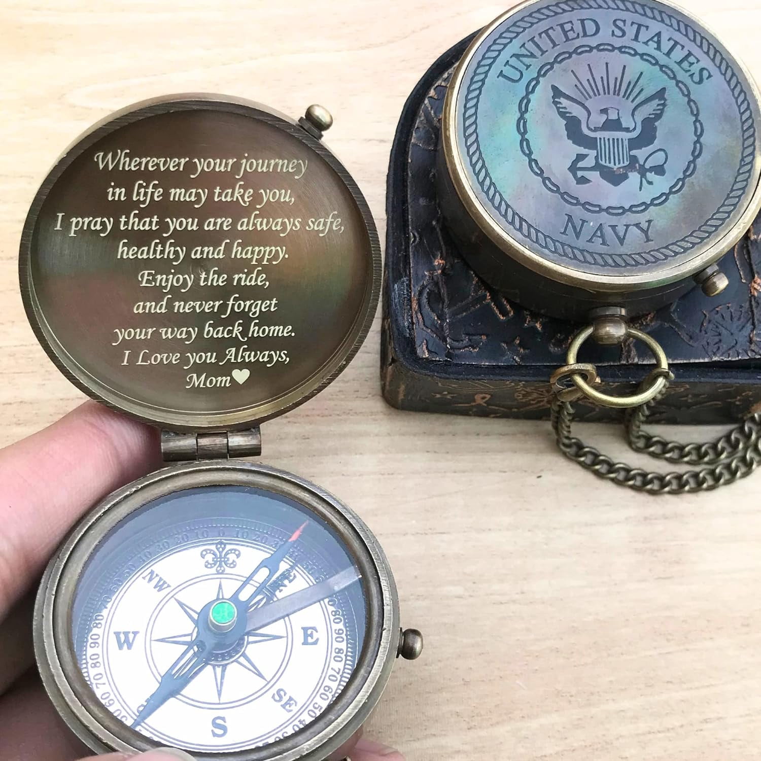 United States Navy Custom Engraved Compass Brass Material Navigational Working Compass Personalized Gift