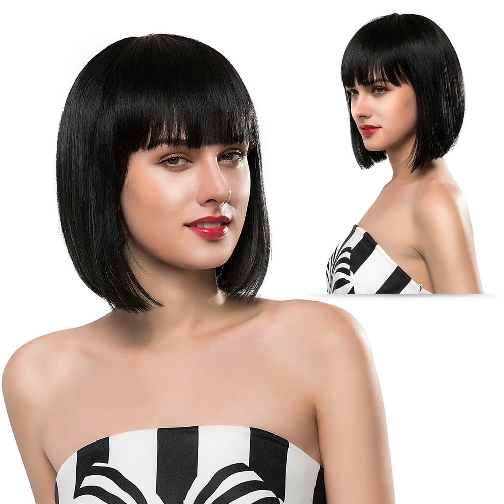 black wig with bangs cosplay