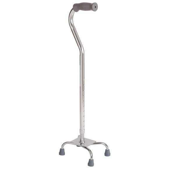 DMI Adjustable Multi-Color Quad Cane for Stability, Small Base, Silver