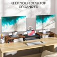 thumbnail image 2 of Dual Monitor Stand Riser Adjustable Length (..&#) & Angle Large Wooden Desktop Organizer with Storage Shelf for Laptop Monitors Home Office Desk, 2 of 9