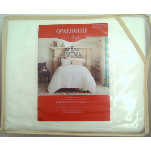 Opalhouse Garment Washed Embroidered Duvet Cover Set White Twin