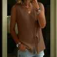 thumbnail image 6 of TGSLY Women's Casual Cotton Linen Tank Tops Trendy V Neck Wrap Solid Color Vest Lightweight Soft Tie Front Sleeveless Shirts S, 6 of 8