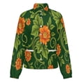 thumbnail image 5 of Jackets for Women Winter Coat Jackets Flannel Stand Collar Jacket(Orange Flowers Green Leaves Swirl Pattern,Size:S-4XL), 5 of 7