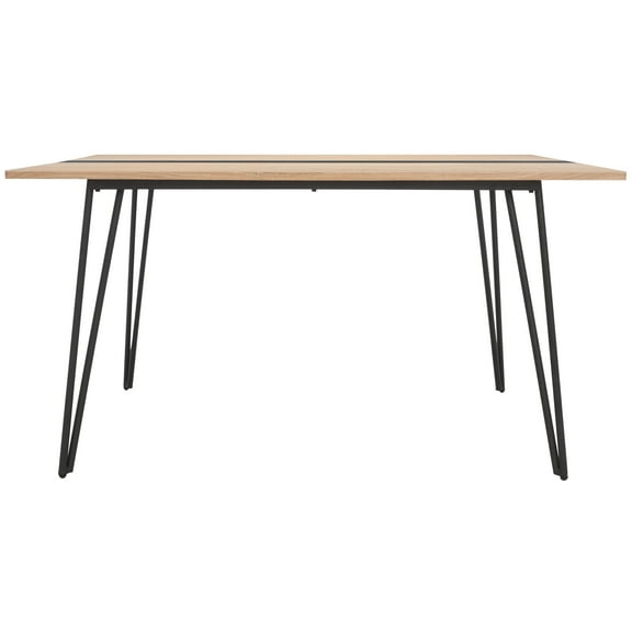 SAFAVIEH Alarick Scandinavian Dining Table, Natural/Black (55.1 in. W x 35.4 in. D x 29.9 in. H)