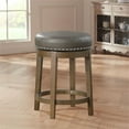 thumbnail image 4 of Bowery Hill Faux Leather Gray Counter Stool Round Swivel 25" Unassembled, 4 of 6