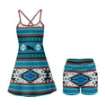 thumbnail image 5 of Yuyamidu Southwest Aztec Cattle Women Tennis Dress Blue Casual Athletic Outfit Built in Shorts with Pocket Dresses Size XS Comfy Womens Spaghetti Strap Golf Dress for Summer, 5 of 7