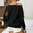 thumbnail image 6 of Ediodpoh Off Shoulder Sweatshirt for Women Long Sleeve Basic Crewneck Pullover Top Casual Streetwear Soft Stretch Fit Lightweight Black XXL, 6 of 8