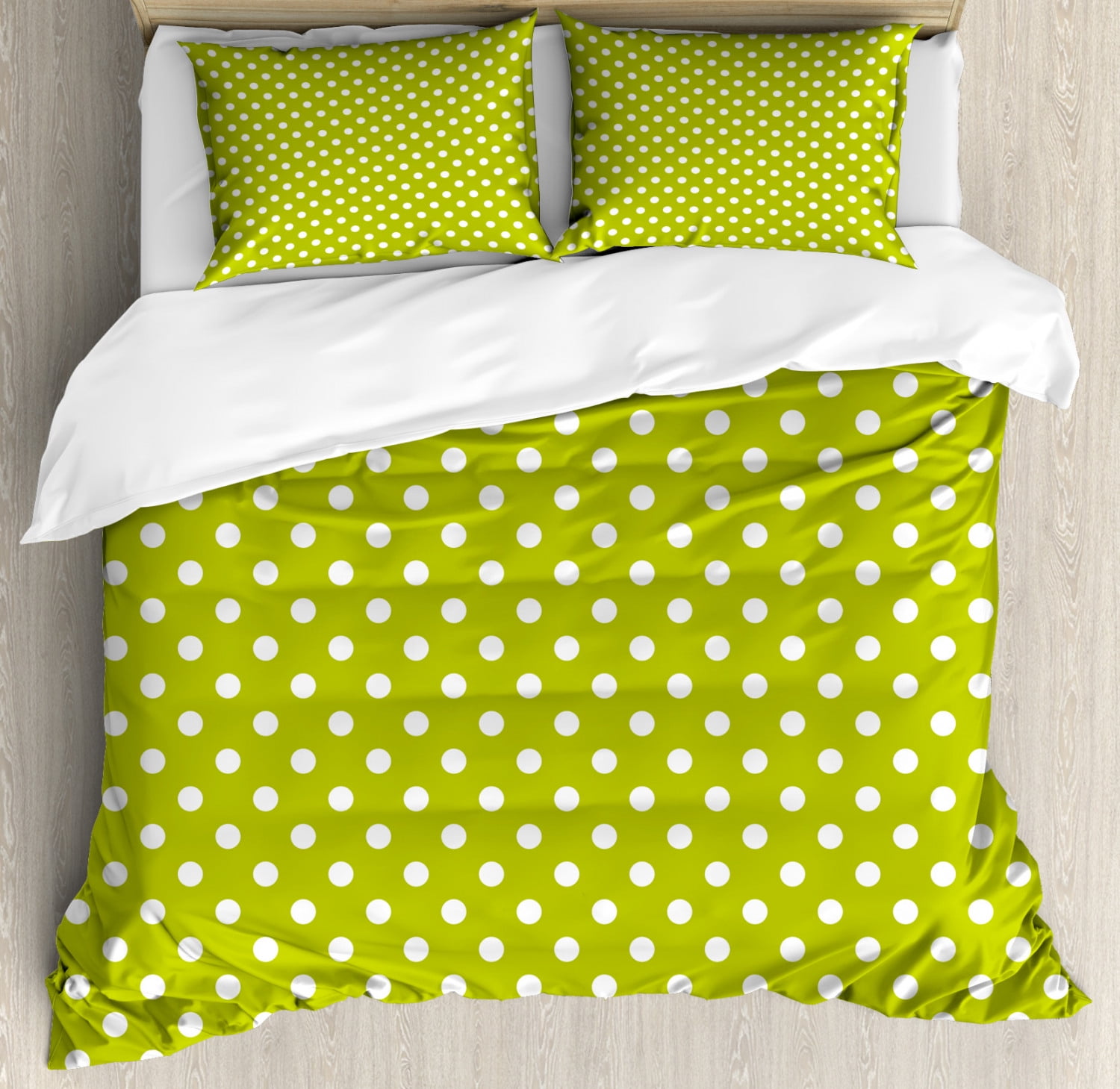 Retro Queen Size Duvet Cover Set, Lime Green And White Duvet Covers