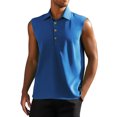 thumbnail image 1 of pstuiky Camiseta sin mangas para hombre, Chaleco informal sin mangas con botones y cuello abatible para hombre, de color liso, para verano Camisas para hombres l, 1 of 4