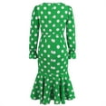thumbnail image 7 of Women's Elegant Polka Dots Dress Long Sleeve Wrap V Neck Ruched Ruffle Hem Mermaid Pencil Midi Dresses, 7 of 7