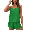 thumbnail image 3 of QATAINLAV Women's Pajama Shorts and Cami Two Piece Sets Solid Casual Cotton Nightwear Sleeveless Lounge Matching Set, Green, S, 3 of 10