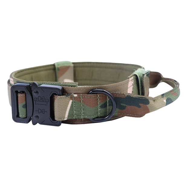 Collar táctico para perros, collar de entrenamiento ajustable de nailon para perros medianos y grandes.