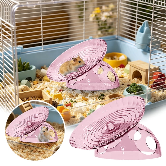 Fournitures pour Animaux Petit Animal Exercice Course Hamster Roue Disque Rotatif Rouleau Cachette Ronde Cage d'Activités Souris Hérisson Jouet Interactif Sûr Silencieux Silencieux Jeu Enrichissement Gym