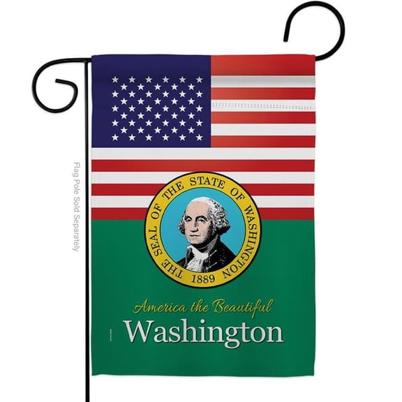 Americana Home & Garden G142599-BO 13 x 18.5 in. USA Washington American State Vertical Garden Flag with Double-Sided House Decoration Banner Yard Gift