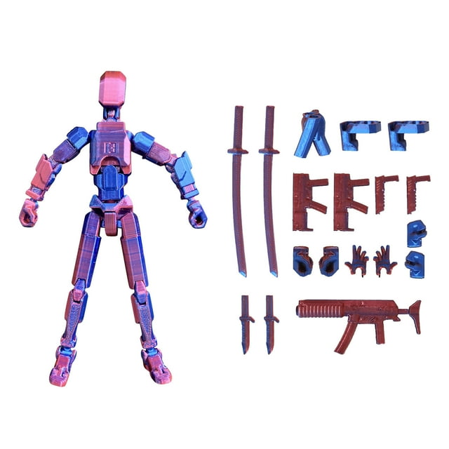 Assembled T13 Action Figure with Stand, 3D Printed Dummy 13 Action Figure Assembled, Fully Articulated Robot, Easy 13 Action Figure, Accessories Included, Stop Motion Animation, Great Gift(B)