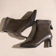 thumbnail image 4 of Women’s High Block Heel Back Zipper Ankle Booties, Elegant Dress Short Boots, Fashion Comfort Heeled Ankle Boots for Party Office Women Gray 9.5, 4 of 7