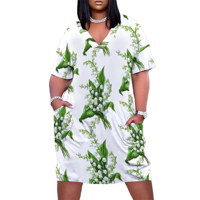 Bouquet of lily of the valley Loose Pocket Dress summer women's dress 2025 dress women summer 2025