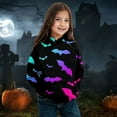 thumbnail image 2 of RMGVDSD Girls Halloween Bat Print Hoodie Pullover Tops Long Sleeve Hooded Sweatshirts Fall Winter Outfits Kids Casual Hoodies Loose Fit Fall Girl Clothes 6-7 Years, 2 of 4