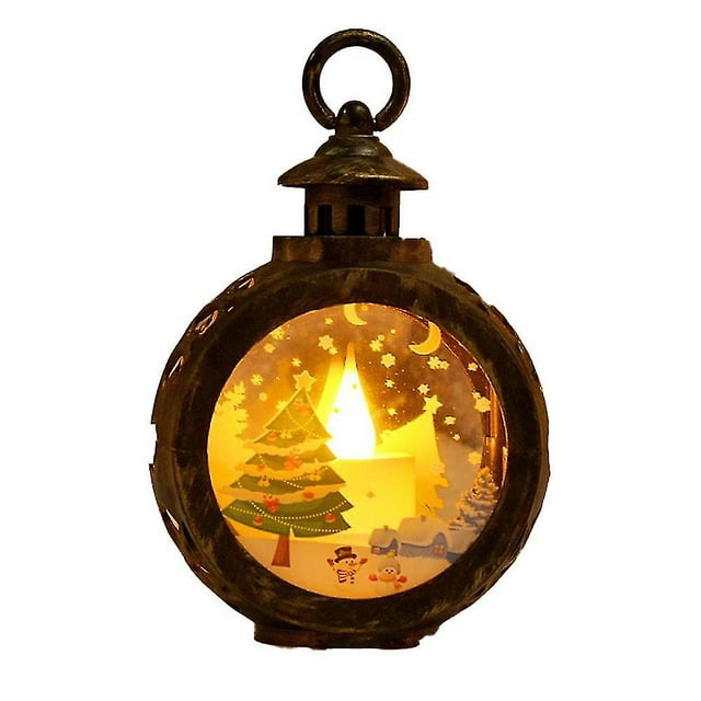 Suministros de decoración de Navidad Led pequeña luz redonda linterna portátil regalo ventana decoración (estilo A) JAMW Sencillez