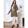 thumbnail image 4 of DARING DIVA Women's Single Breasted Vintage Winter Overcoat Plaid Pea Coat M Coffee, 4 of 6