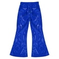 thumbnail image 4 of Linjinx Girl's Glitter Wide Leg Bell Bottoms Flare Trousers Modern Hip Hop Jazz Street Latin Dance Royal Blue 150, 4 of 7