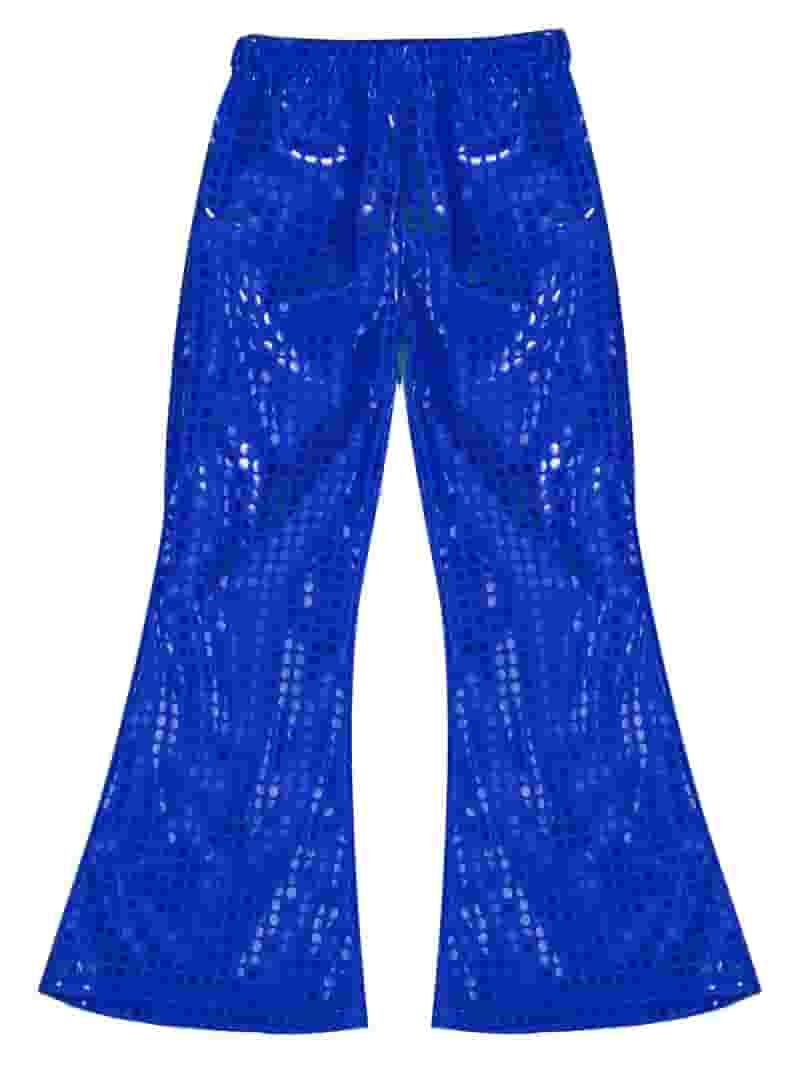 パンツ Bazar Deluxe Blue Printed Viscose Flare Trousers LiiYii Girls Kids Shiny Metallic High Waisted Flare Pants